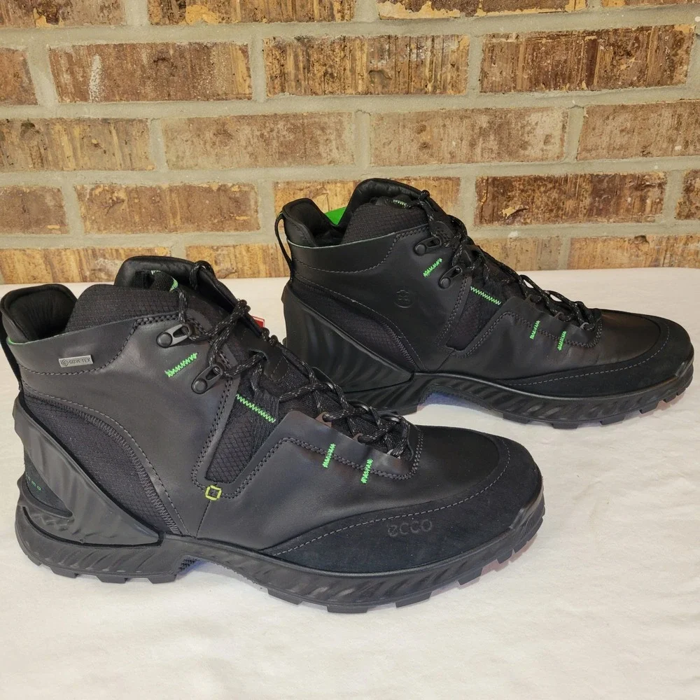 Ecco Exohike M Mid GTX Black Leather Gore-Tex Hiking Boots Mens 12-12.5 840734